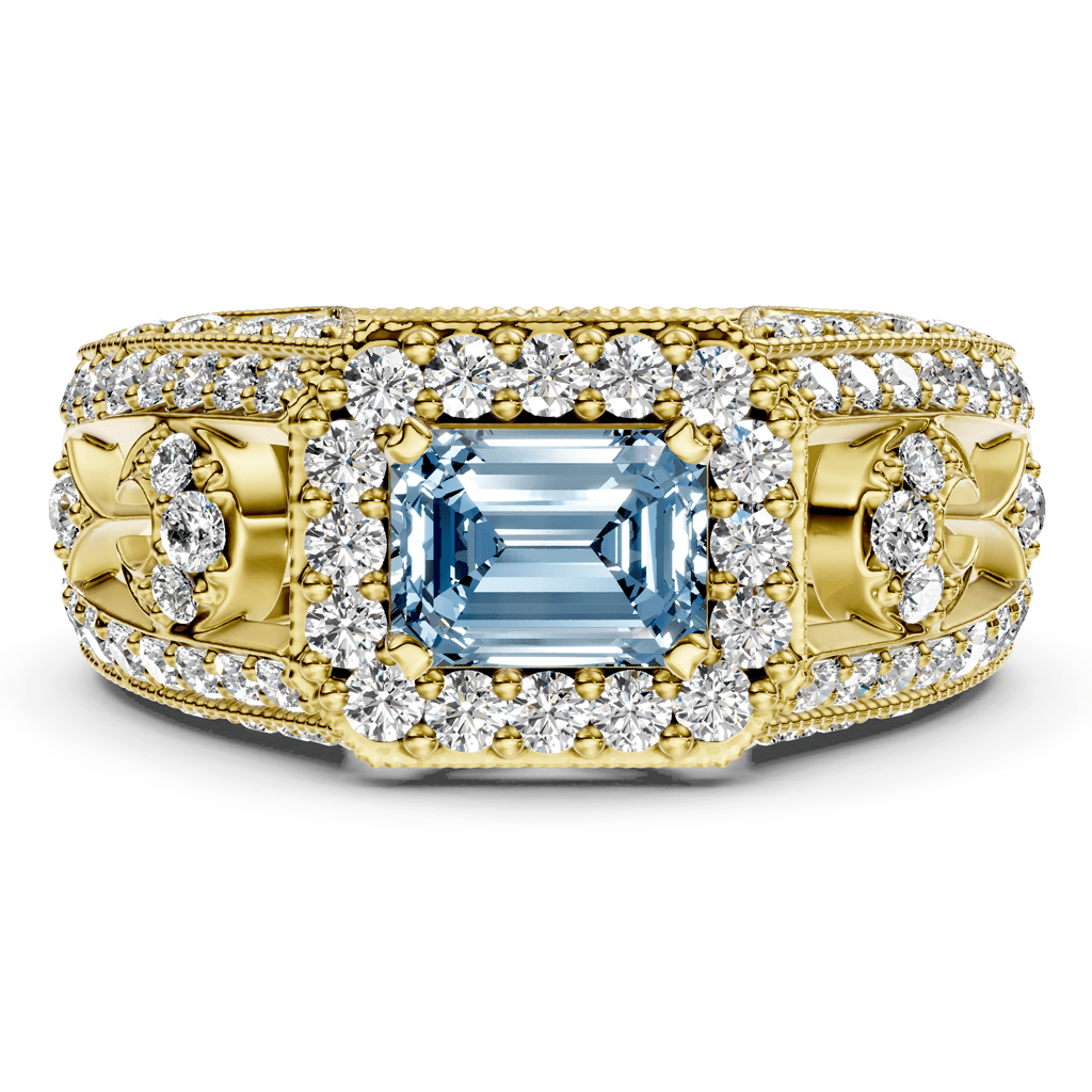 1.95 - 4.95 CT Emerald &amp; Round Cut Fancy Blue Diamonds - Engagement Ring - Primestyle.com