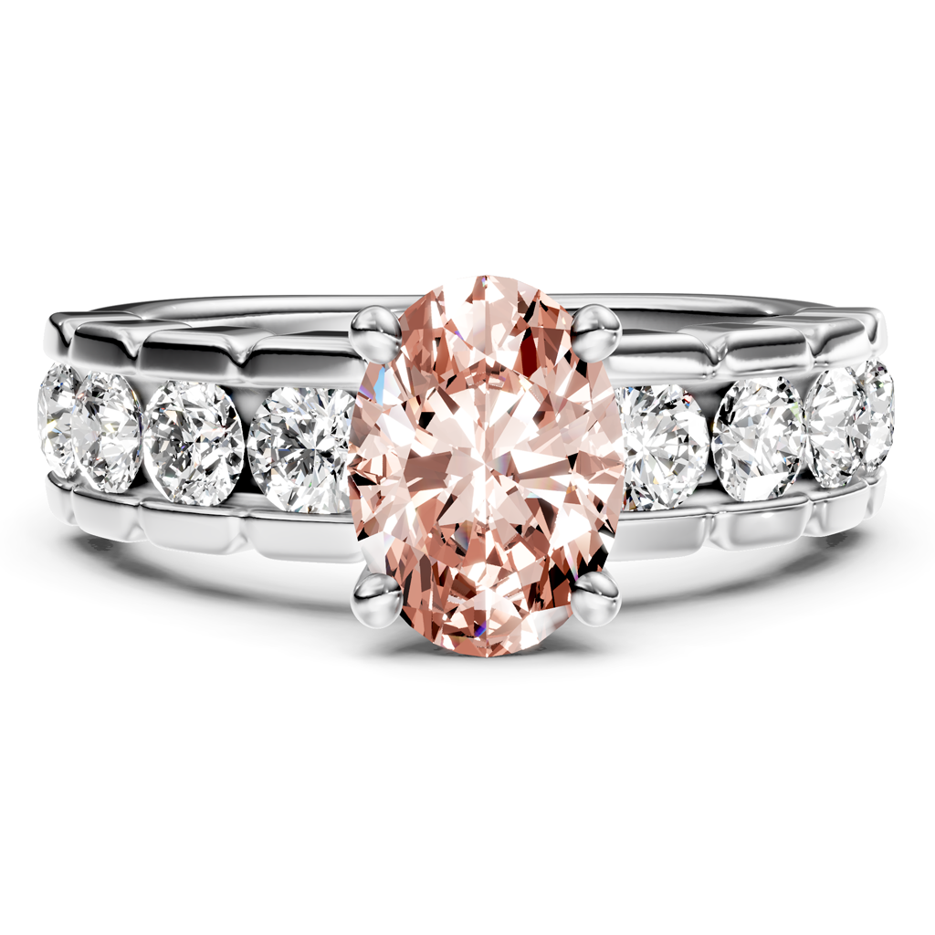 2.05-5.05 CT Oval &amp; Round Cut Fancy Pink Diamonds - Engagement Ring
