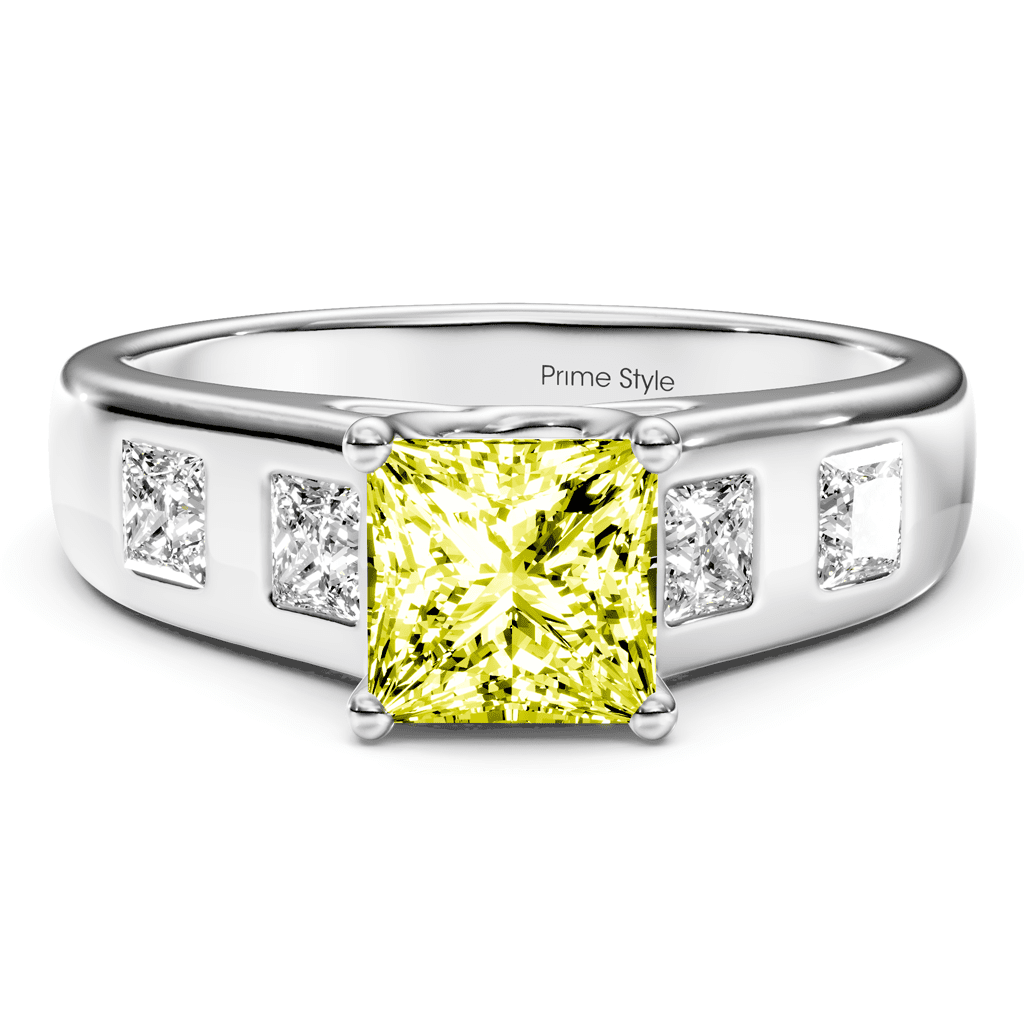 1.50-4.50 CT Princess Cut Fancy Yellow Diamonds - Engagement Ring