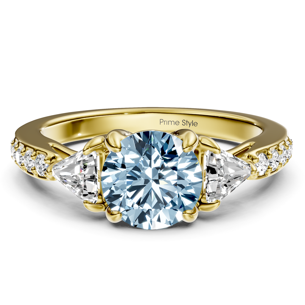 1.60-4.60 CT Round &amp; Triangle Cut Fancy Blue Diamonds - Engagement Ring