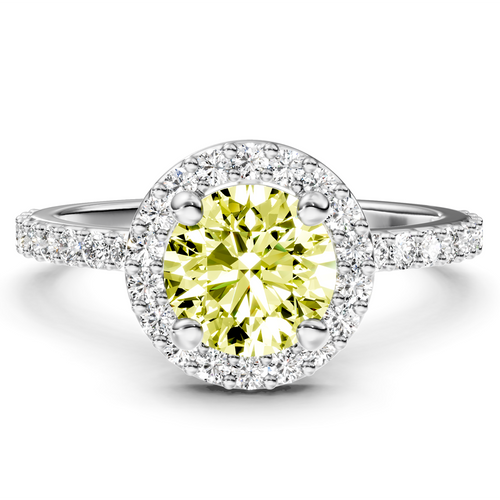 1.40-4.40 CT Round Cut Fancy Yellow Diamonds - Engagement Ring
