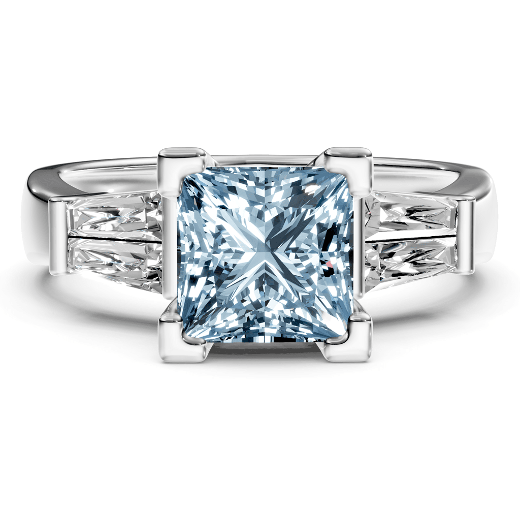 1.40 - 4.40 CT Princess &amp; Taper Cut Fancy Blue Diamonds - Engagement Ring - Primestyle.com
