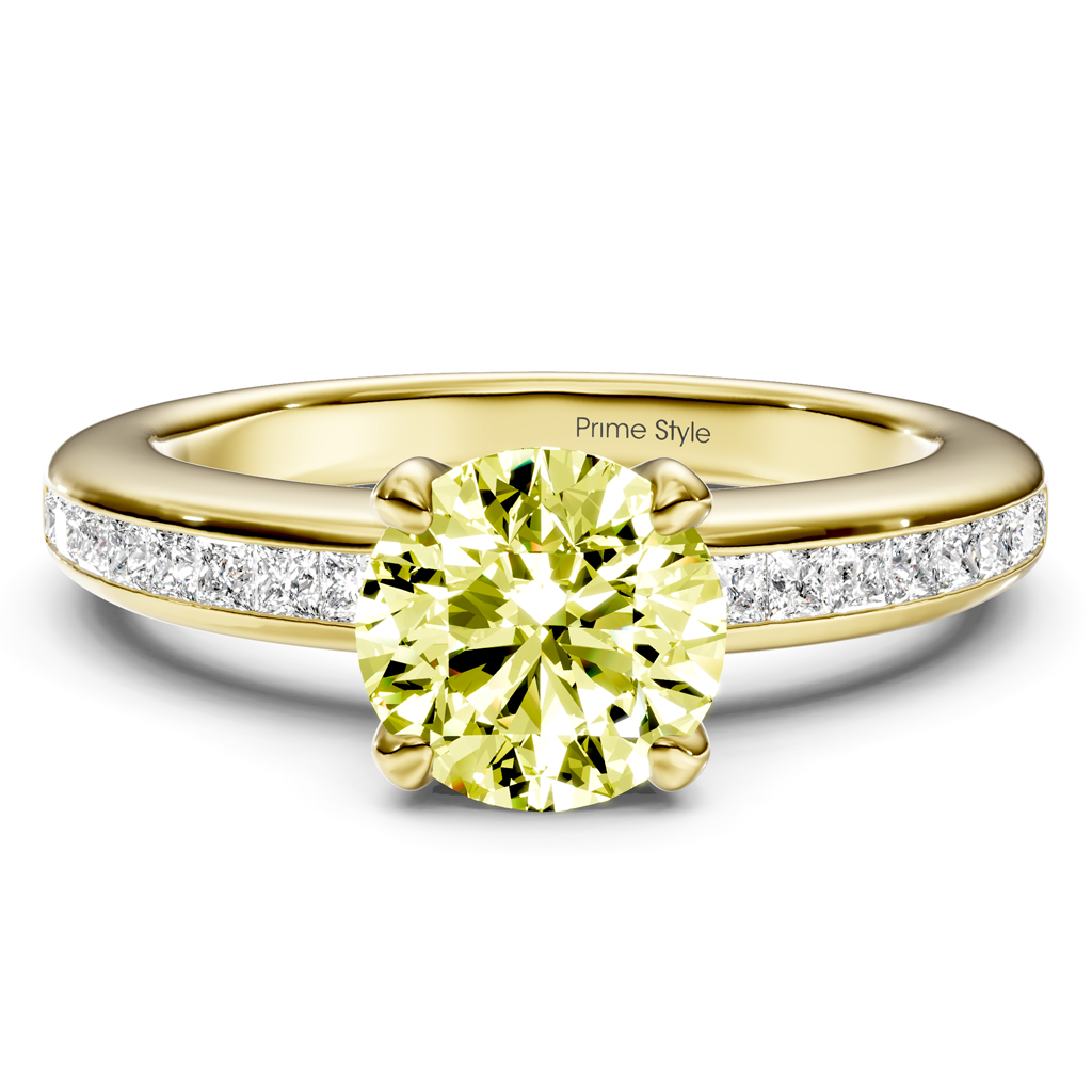 1.32-4.32 CT Princess &amp; Round Cut Fancy Yellow Diamonds - Engagement Ring