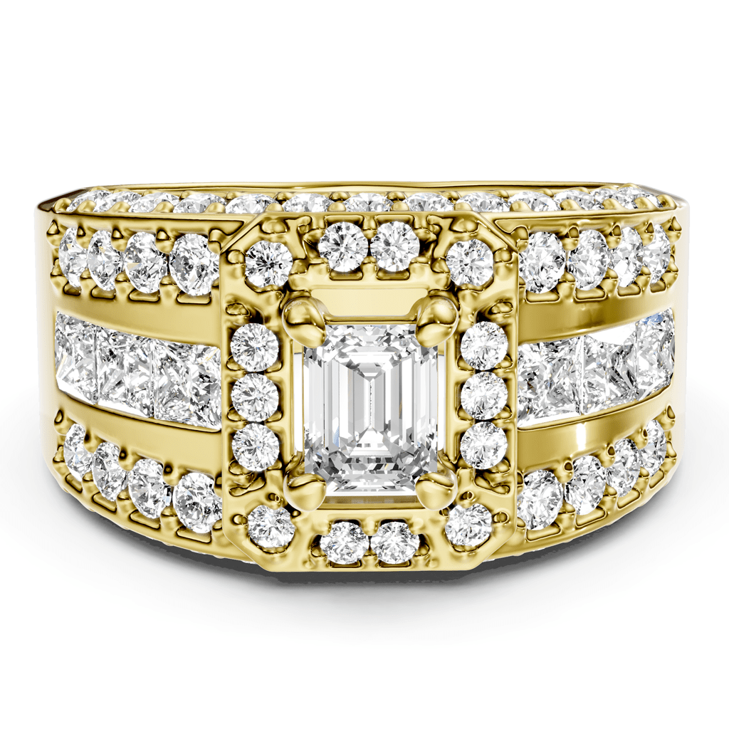 2.70-5.70 CT Emerald & Round Cut Fancy Yellow Diamonds - Engagement Ring