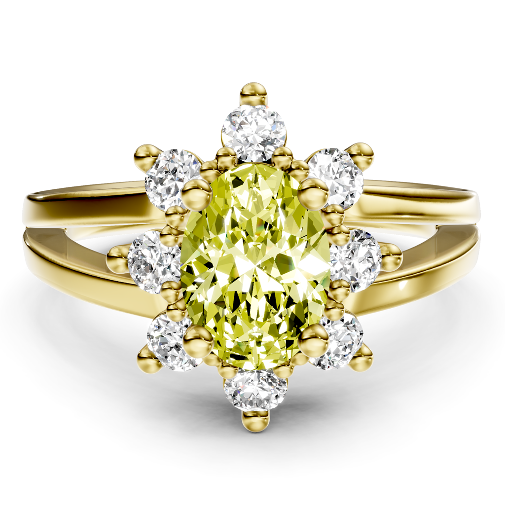 1.40-4.40 CT Oval &amp; Round Cut Fancy Yellow Diamonds - Engagement Ring