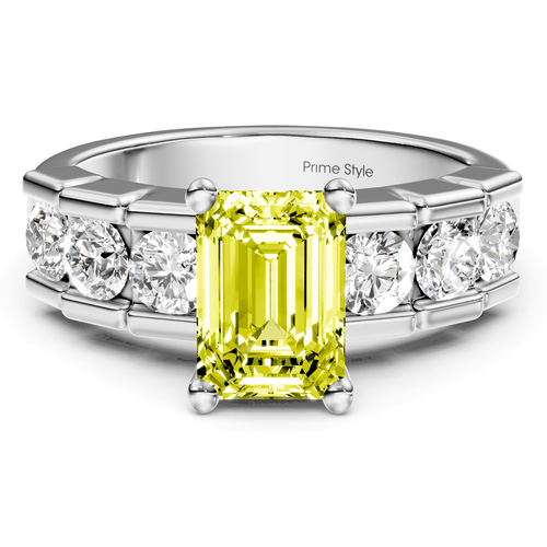 1.85 - 4.85 CT Princess & Round Cut Fancy Yellow Diamonds - Engagement Ring - Primestyle.com