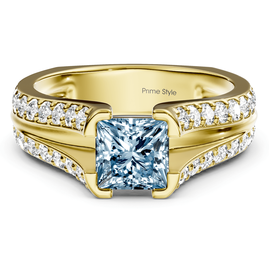 2.00 - 5.00 CT Princess &amp; Round Cut Fancy Blue Diamonds - Engagement Ring - Primestyle.com