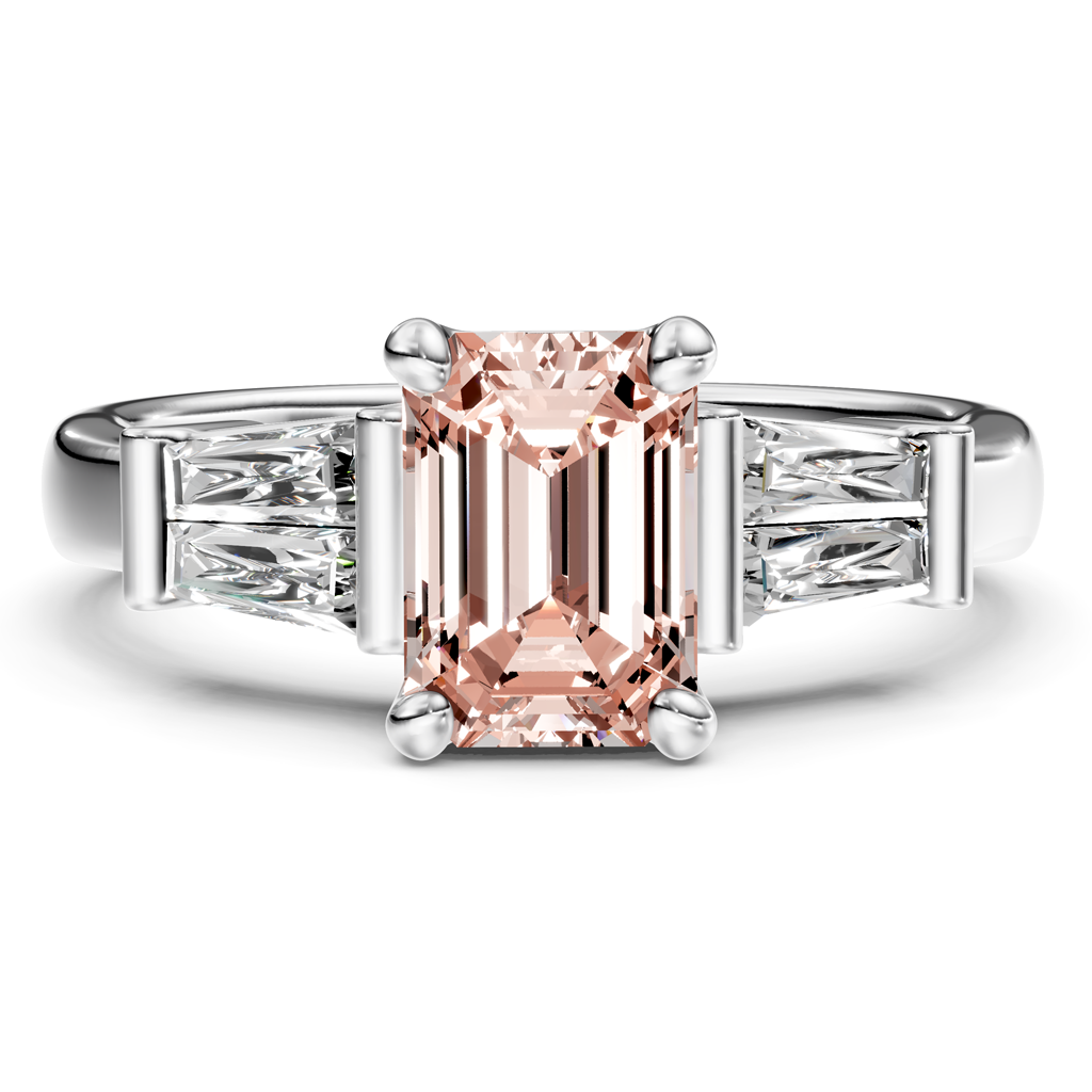 1.40-4.40 CT Emerald &amp; Taper Cut Fancy Pink Diamonds - Engagement Ring