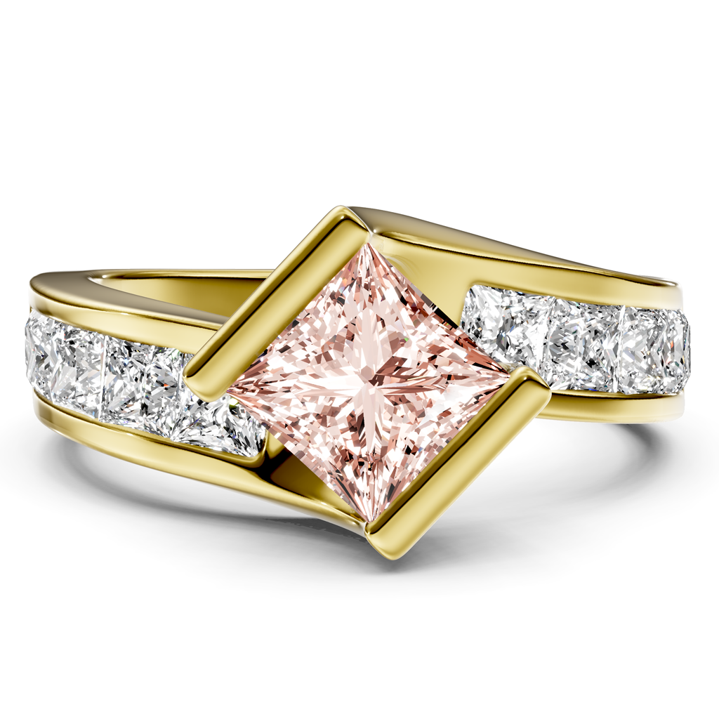 2.60-5.60 CT Princess Cut Fancy Pink Diamonds - Engagement Ring