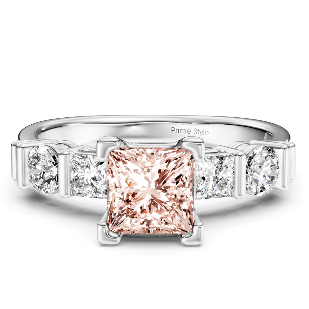 1.70-4.70 CT Princess &amp; Round Cut Fancy Pink Diamonds - Engagement Ring