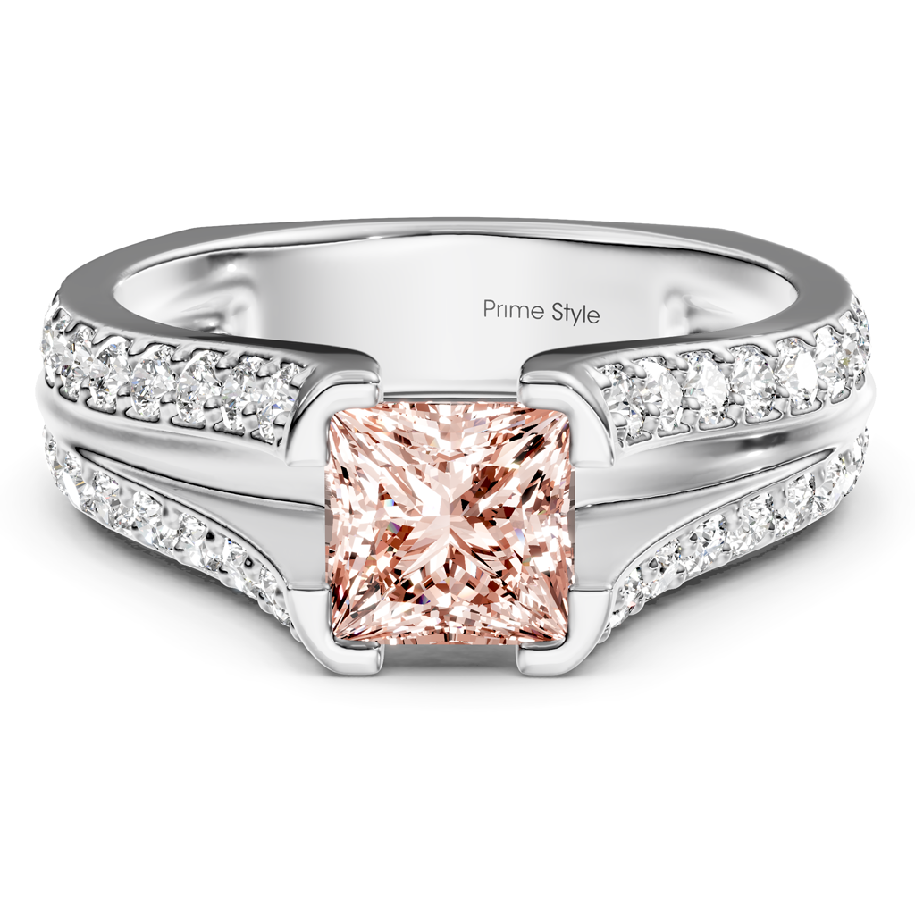 2.00-5.00 CT Princess &amp; Round Cut Fancy Pink Diamonds - Engagement Ring