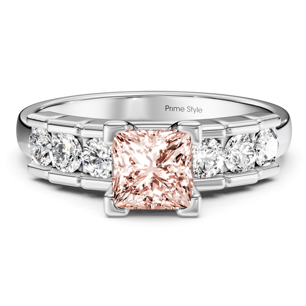 1.60-4.60 CT Princess &amp; Round Cut Fancy Pink Diamonds - Engagement Ring