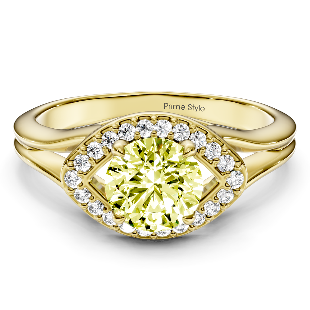1.10-4.10 CT Round Cut Fancy Yellow Diamonds - Engagement Ring
