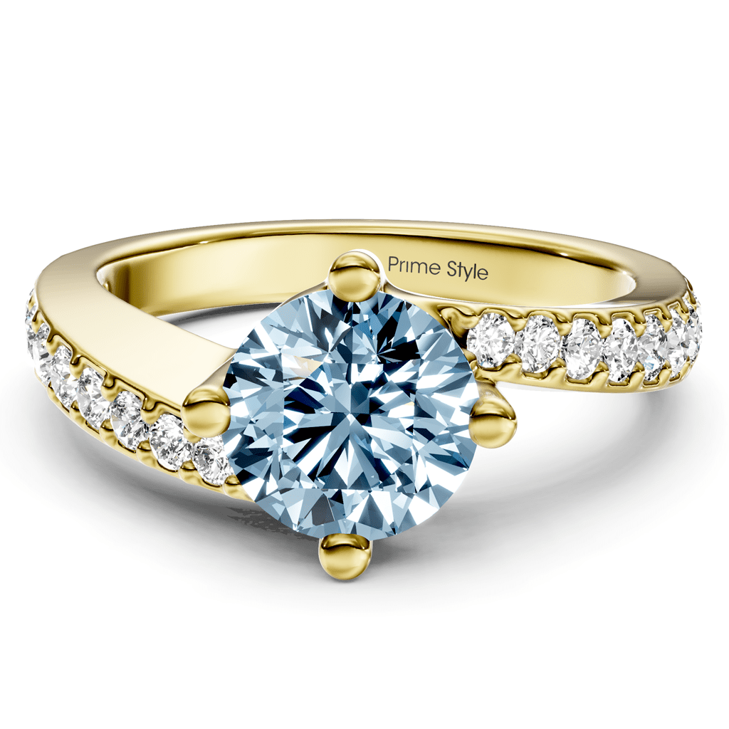 1.35-4.35 CT Round Cut Fancy Blue Diamonds - Engagement Ring
