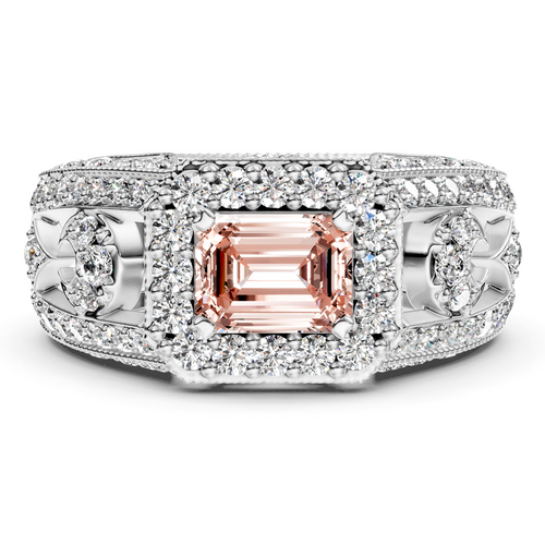 1.95-4.95 CT Emerald & Round Cut Fancy Pink Diamonds - Engagement Ring