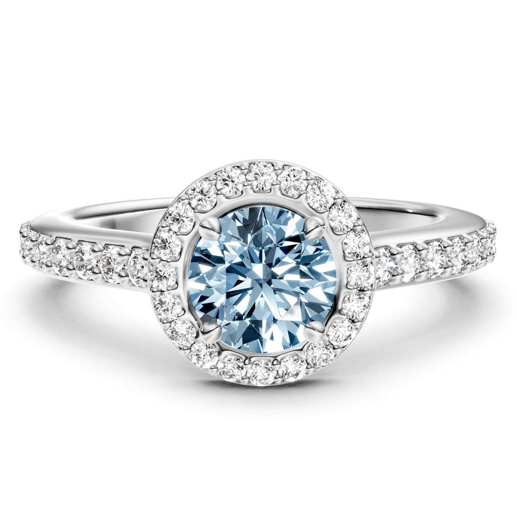 1.40-4.40 CT Round Cut Fancy Blue Diamonds - Engagement Ring