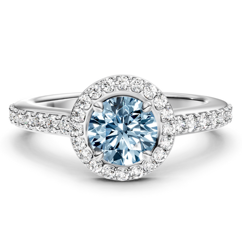 1.40-4.40 CT Round Cut Fancy Blue Diamonds - Engagement Ring