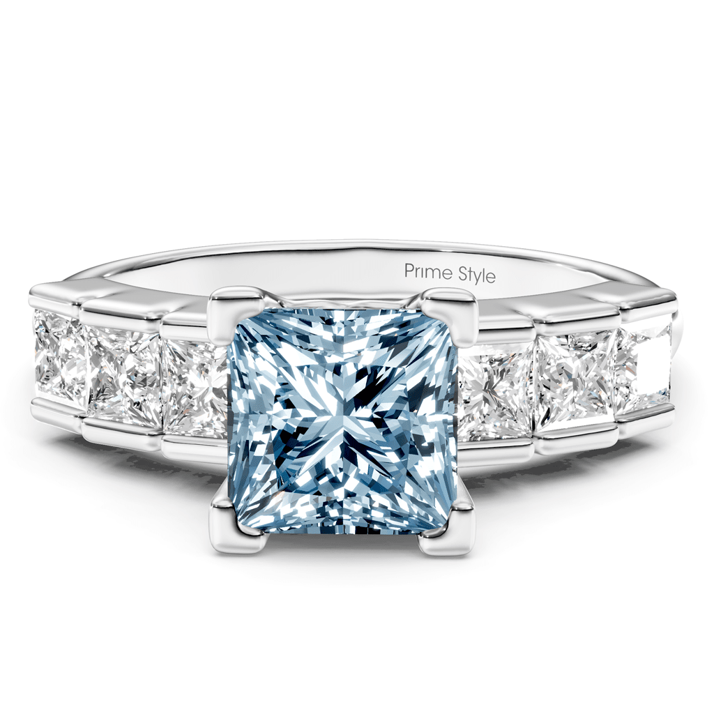 1.80-4.80 CT Princess Cut Fancy Blue Diamonds - Engagement Ring