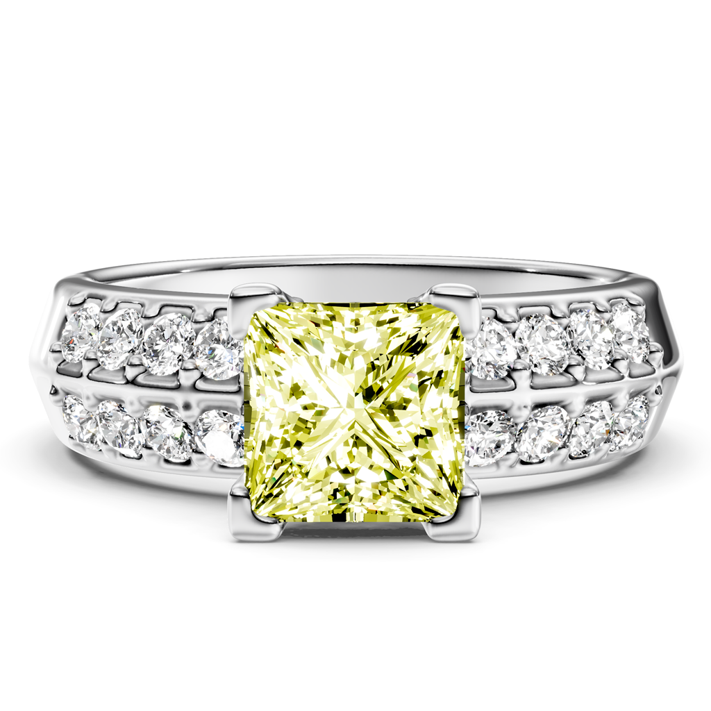 1.35-4.35 CT Round Cut Fancy Yellow Diamonds - Engagement Ring