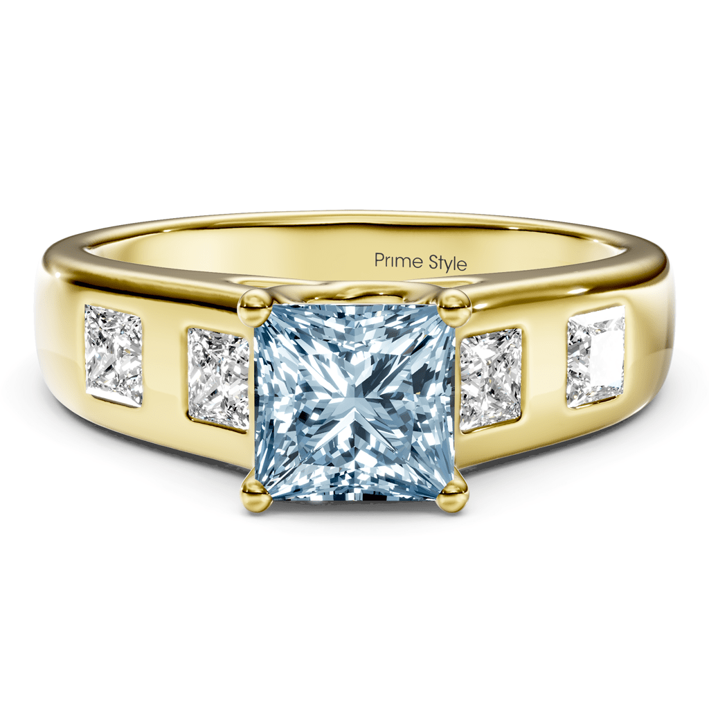 1.50 - 4.50 CT Princess Cut Fancy Blue Diamonds - Engagement Ring - Primestyle.com