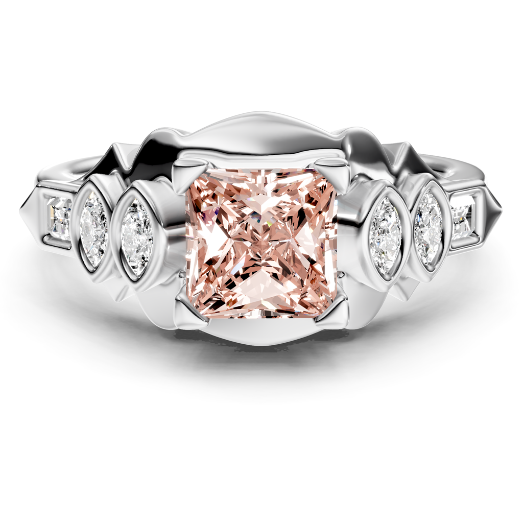 1.25-4.25 CT Baguette &amp; Marquise &amp; Princess Cut Fancy Pink Diamonds - Engagement Ring