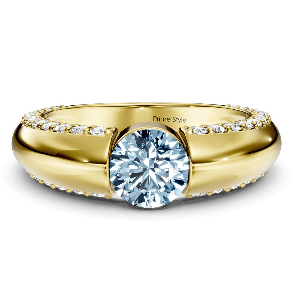 1.65-4.65 CT Round Cut Fancy Blue Diamonds - Engagement Ring