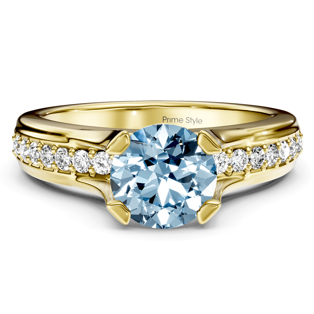 1.25-4.25 CT Round Cut Fancy Blue Diamonds - Engagement Ring