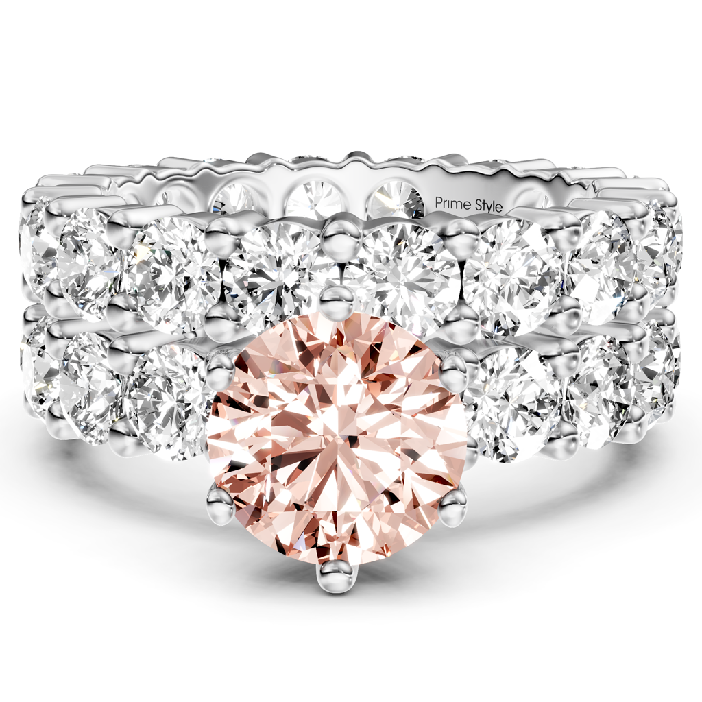 6.30-9.30 CT Round Cut Fancy Pink Diamonds - Bridal Set