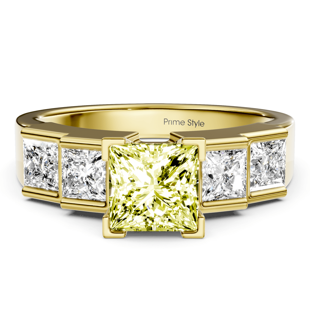 1.80 - 4.80 CT Princess Cut Fancy Yellow Diamonds - Engagement Ring - Primestyle.com