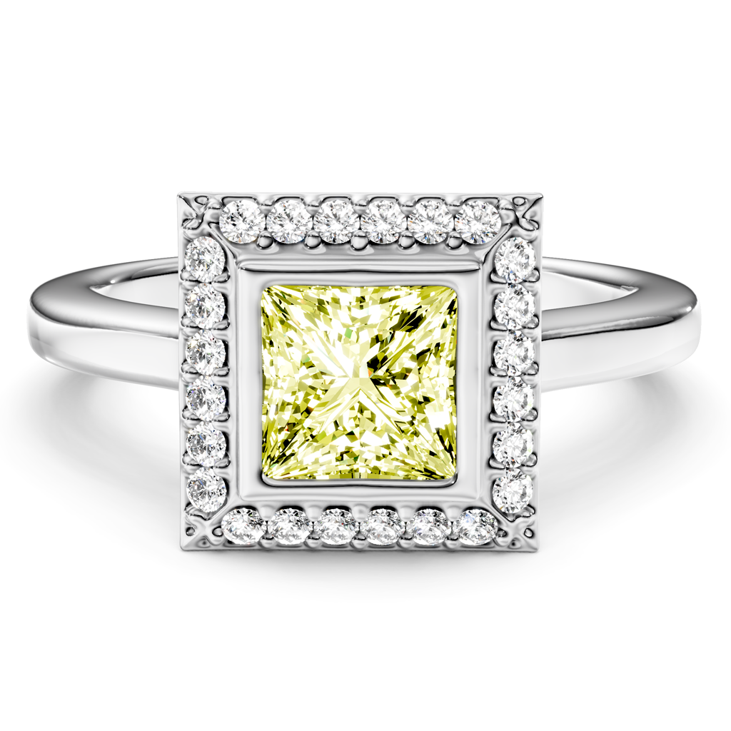 1.14-4.14 CT Princess &amp; Round Cut Fancy Yellow Diamonds - Engagement Ring