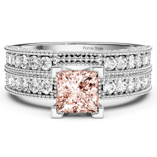 2.10-5.10 CT Princess & Round Cut Fancy Pink Diamonds - Bridal Set