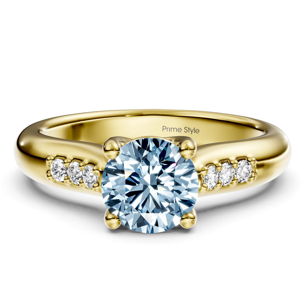 1.10-4.10 CT Round Cut Fancy Blue Diamonds - Engagement Ring