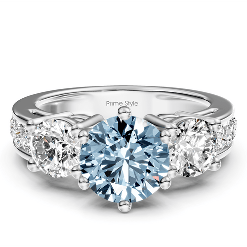 1.80 - 4.80 CT Princess & Round Cut Fancy Blue Diamonds - Engagement Ring - Primestyle.com
