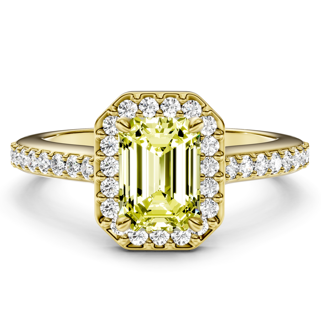 1.30-4.30 CT Emerald &amp; Round Cut Fancy Yellow Diamonds - Engagement Ring