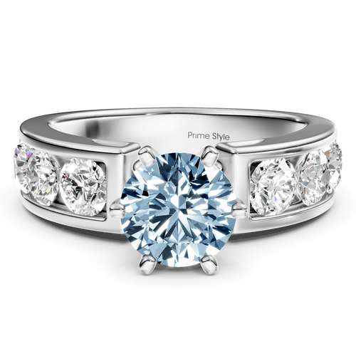 2.50 - 5.50 CT Round Cut Fancy Blue Diamonds - Engagement Ring - Primestyle.com