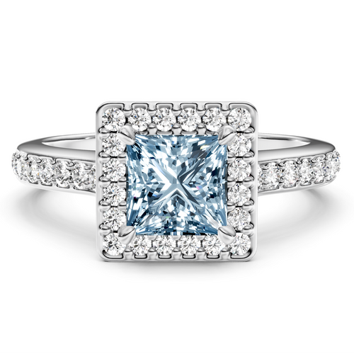 1.40-4.40 CT Princess & Round Cut Fancy Blue Diamonds - Engagement Ring