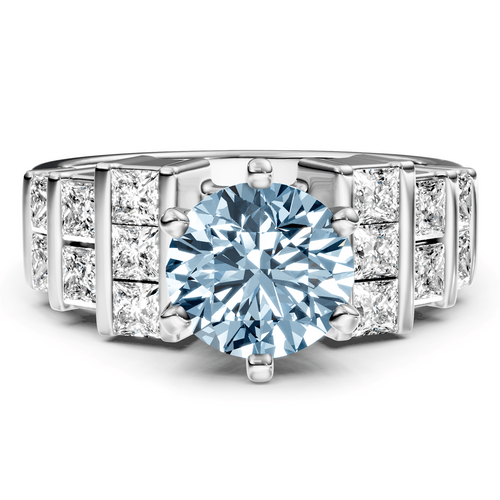 2.20 - 5.20 CT Princess & Round Cut Fancy Blue Diamonds - Engagement Ring - Primestyle.com