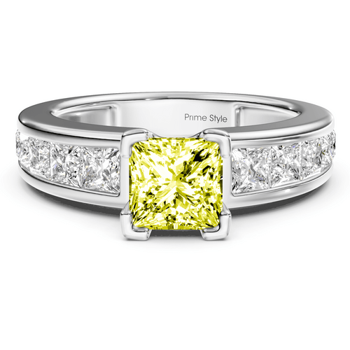 2.20 - 5.20 CT Princess Cut Fancy Yellow Diamonds - Engagement Ring - Primestyle.com