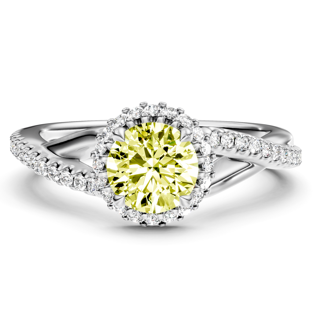 1.25-4.25 CT Round Cut Fancy Yellow Diamonds - Engagement Ring