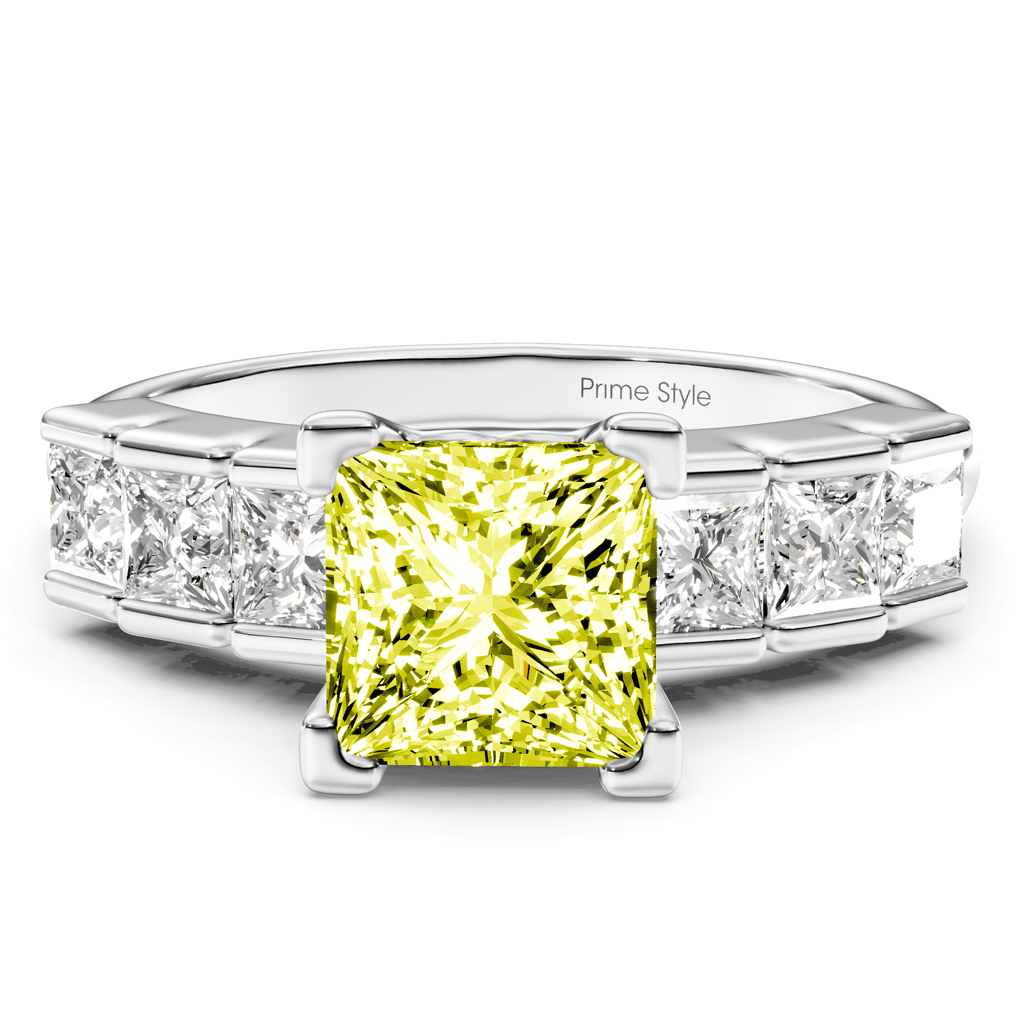 1.80 - 4.80 CT Princess Cut Fancy Yellow Diamonds - Engagement Ring - Primestyle.com