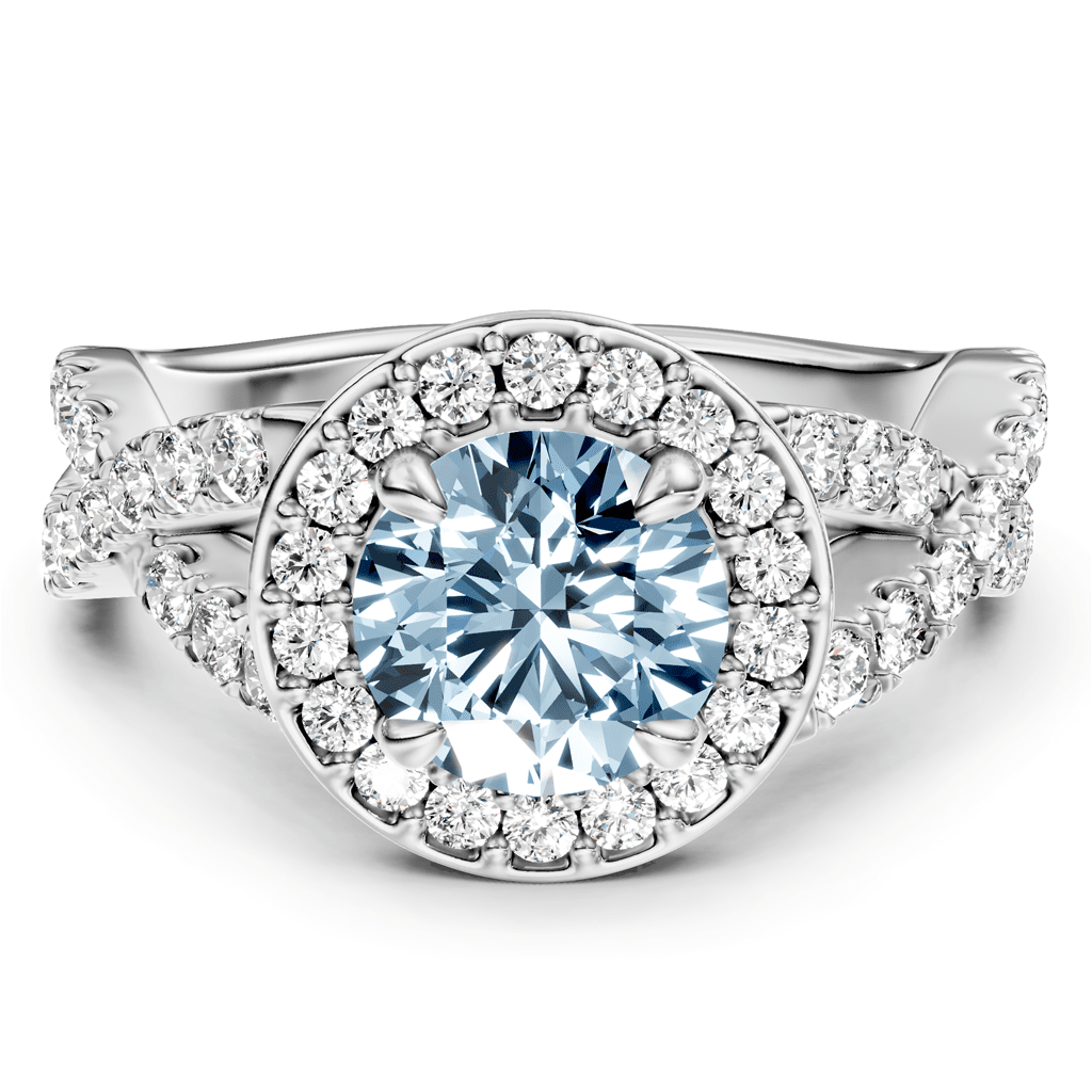 1.65-4.65 CT Round Cut Fancy Blue Diamonds - Engagement Ring