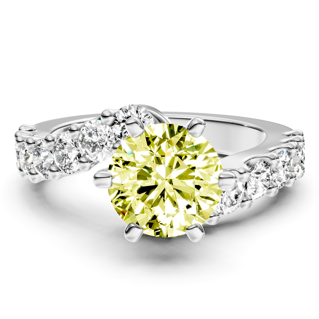 2.30-5.30 CT Emerald &amp; Round Cut Fancy Yellow Diamonds - Engagement Ring