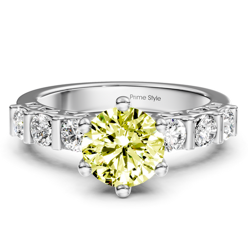 1.60-4.60 CT Round Cut Fancy Yellow Diamonds - Engagement Ring