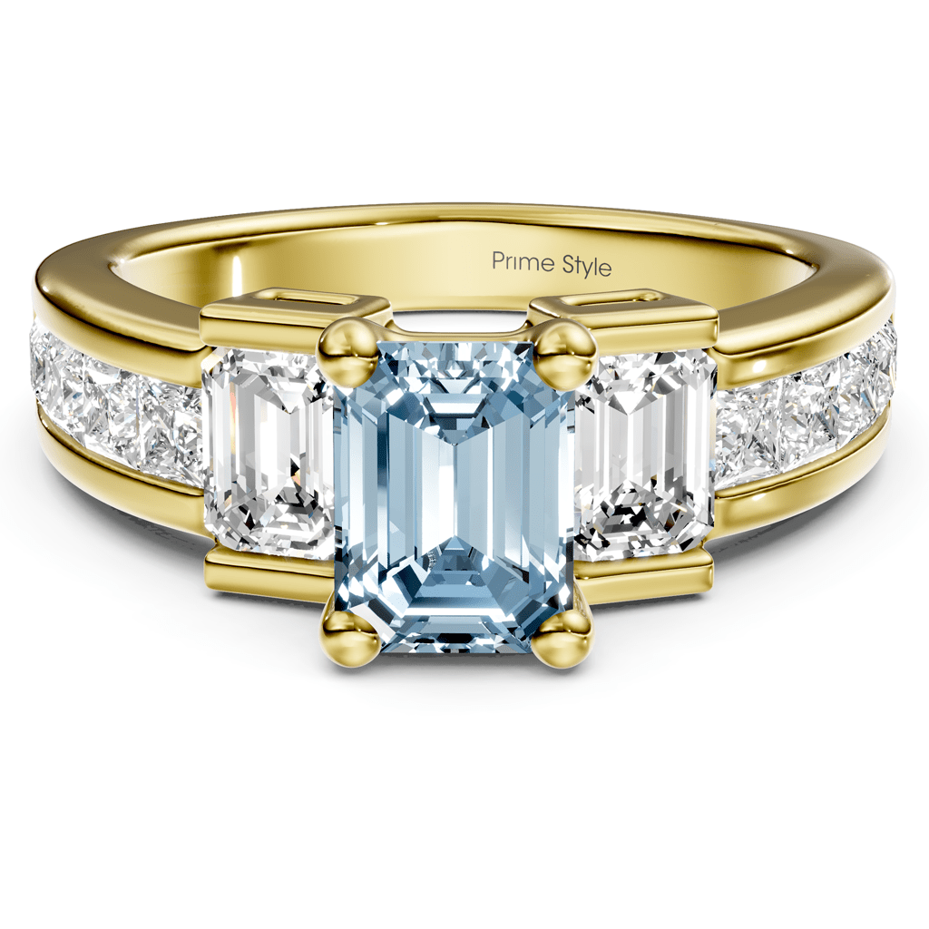 2.30-5.30 CT Emerald & Princess Cut Fancy Blue Diamonds - Engagement Ring