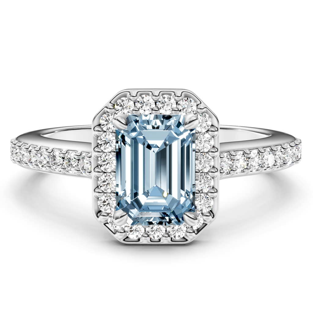 1.30-4.30 CT Emerald &amp; Round Cut Fancy Blue Diamonds - Engagement Ring