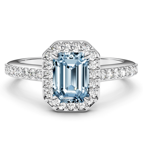 1.30-4.30 CT Emerald & Round Cut Fancy Blue Diamonds - Engagement Ring