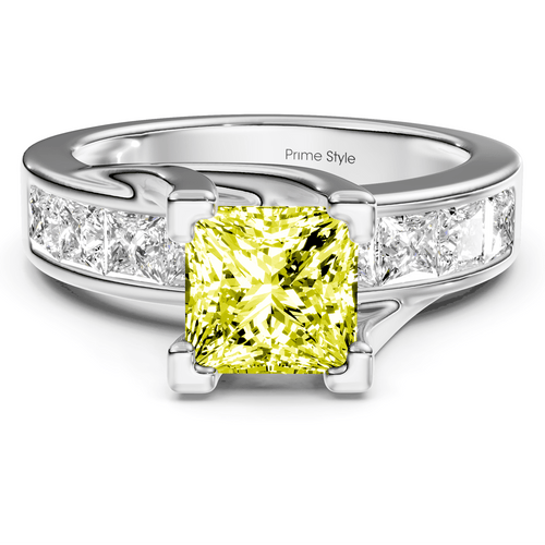 2.20 - 5.20 CT Princess Cut Fancy Yellow Diamonds - Engagement Ring - Primestyle.com
