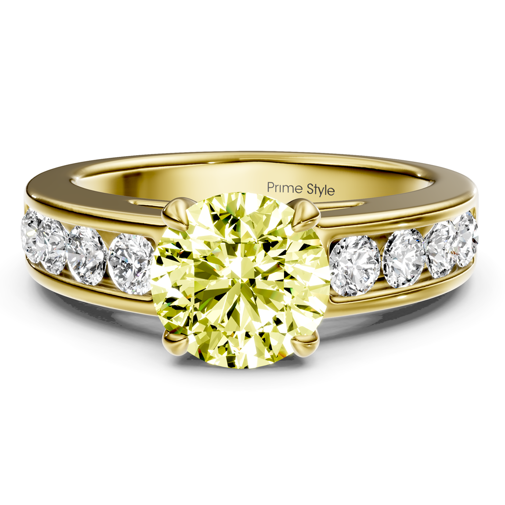 1.45-4.45 CT Round Cut Fancy Yellow Diamonds - Engagement Ring