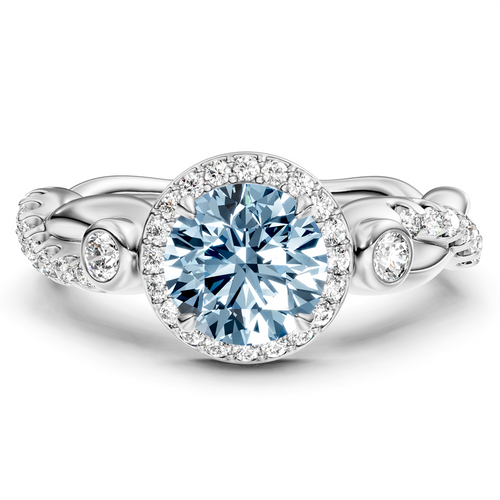 1.47-4.47 CT Round Cut Fancy Blue Diamonds - Engagement Ring