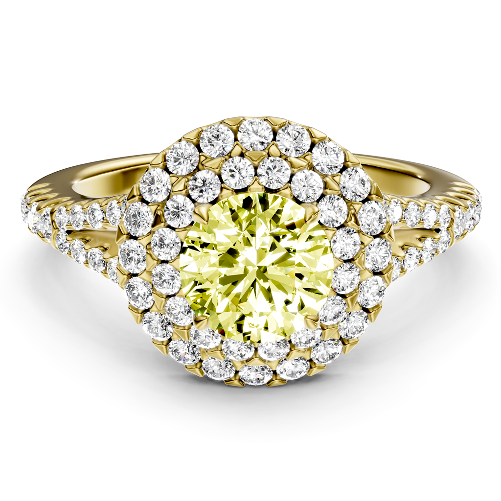 1.49-4.49 CT Round Cut Fancy Yellow Diamonds - Engagement Ring